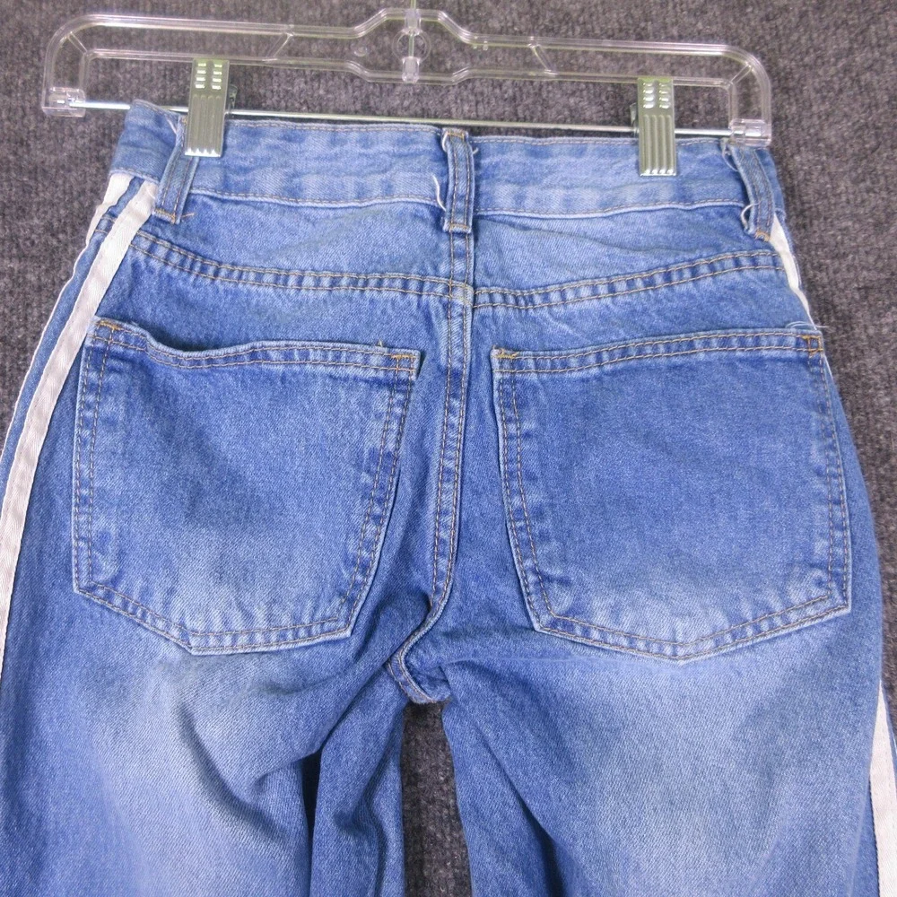 Telepatia Jeans Womens 00 Blue Side Stripe Wide Leg Bow Hem Denim 23x29 Casual